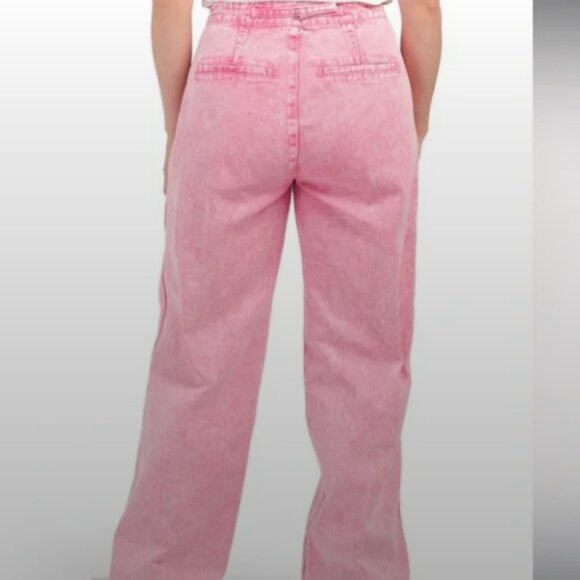 House of Harlow Pink Acid Wash Wide-Leg Jeans NWT 27 - Picture 2 of 2